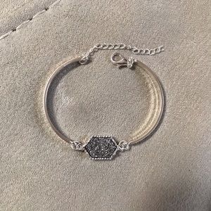 Gray Sparkle Stone Silver Bracelet